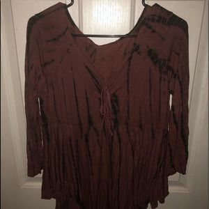 Burgundy and black tie dye shirt